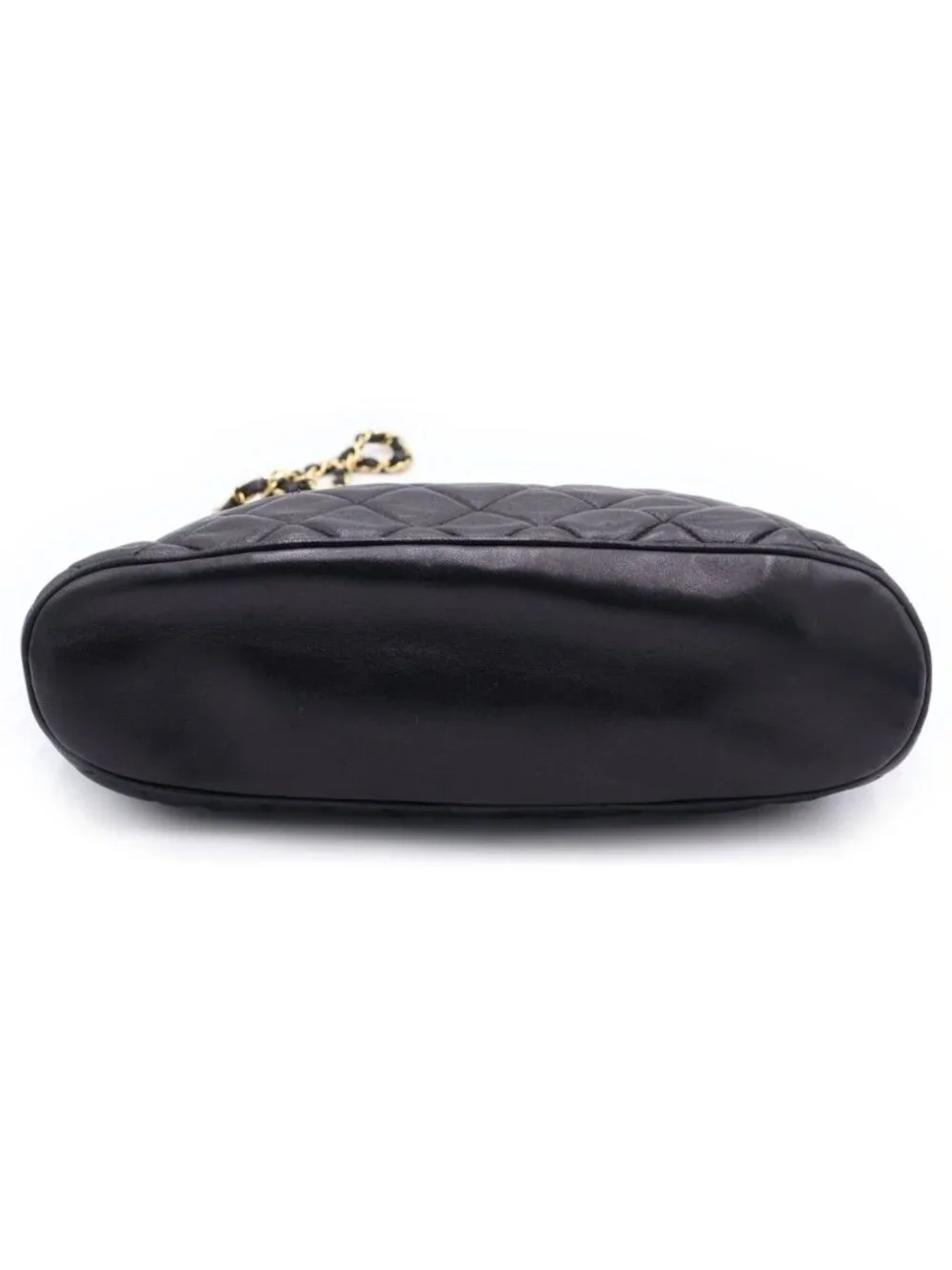 Chanel Quilted Chain Shoulder Bag Black Lambskin Gold